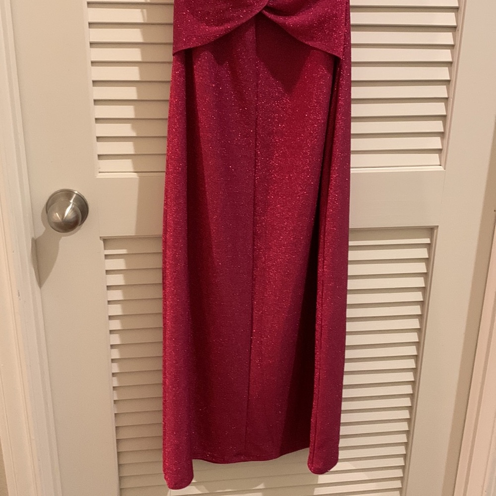Reformation Breslin Body Con Low Back Formal Midi Dress in Hot Pink Sparkle Sz M - Picture 9 of 12